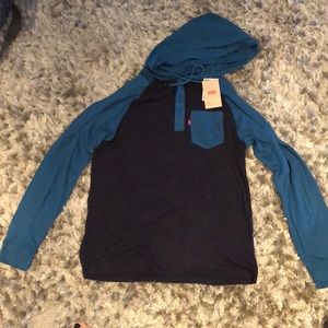 Mens long sleeve shirt with hood